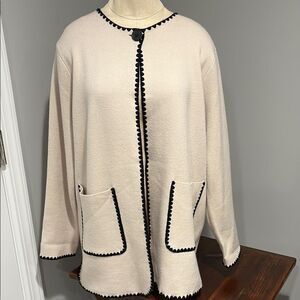 Sioni Contrast Stitch Cardigan Size L